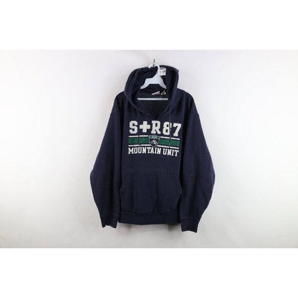 Vintage Y2K Aeropostale Mens XL Faded Mountain Unit Skiing Snowboard Hoodie Blue - Picture 1 of 13